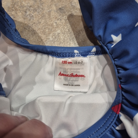 Hanna Andersson Blue Swimsuit with Star Pattern Size 6/7 - Picture 8 of 9